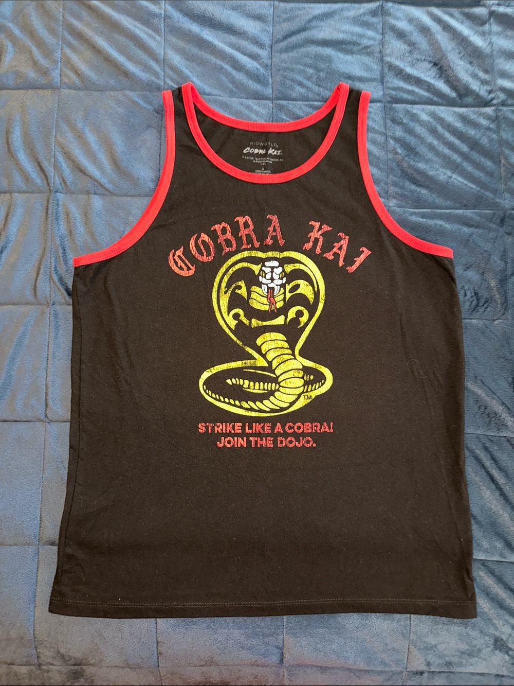 Bioworld Black Tank with Red Trim and White Cobra Kai Logo